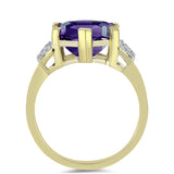 Arannyal Bevont Ezüst Gyűrű Marokkói Ametiszttel és Fehér Topázzal