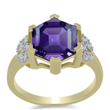 Arannyal Bevont Ezüst Gyűrű Marokkói Ametiszttel és Fehér Topázzal