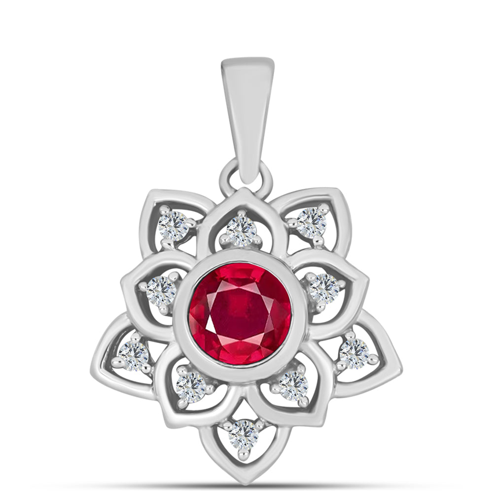 Ezüst Medál Madagaszkári Rubinnal és Fehér Topázzal