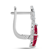 Ezüst Fülbevaló Madagaszkári Rubinnal és Fehér Topázzal