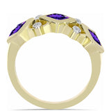 Arannyal Bevont Ezüst Gyűrű Marokkói Ametiszttel és Fehér Topázzal