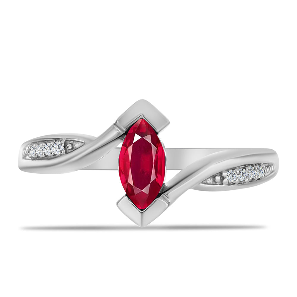 Ezüst Gyűrű Madagaszkári Rubinnal és Fehér Topázzal