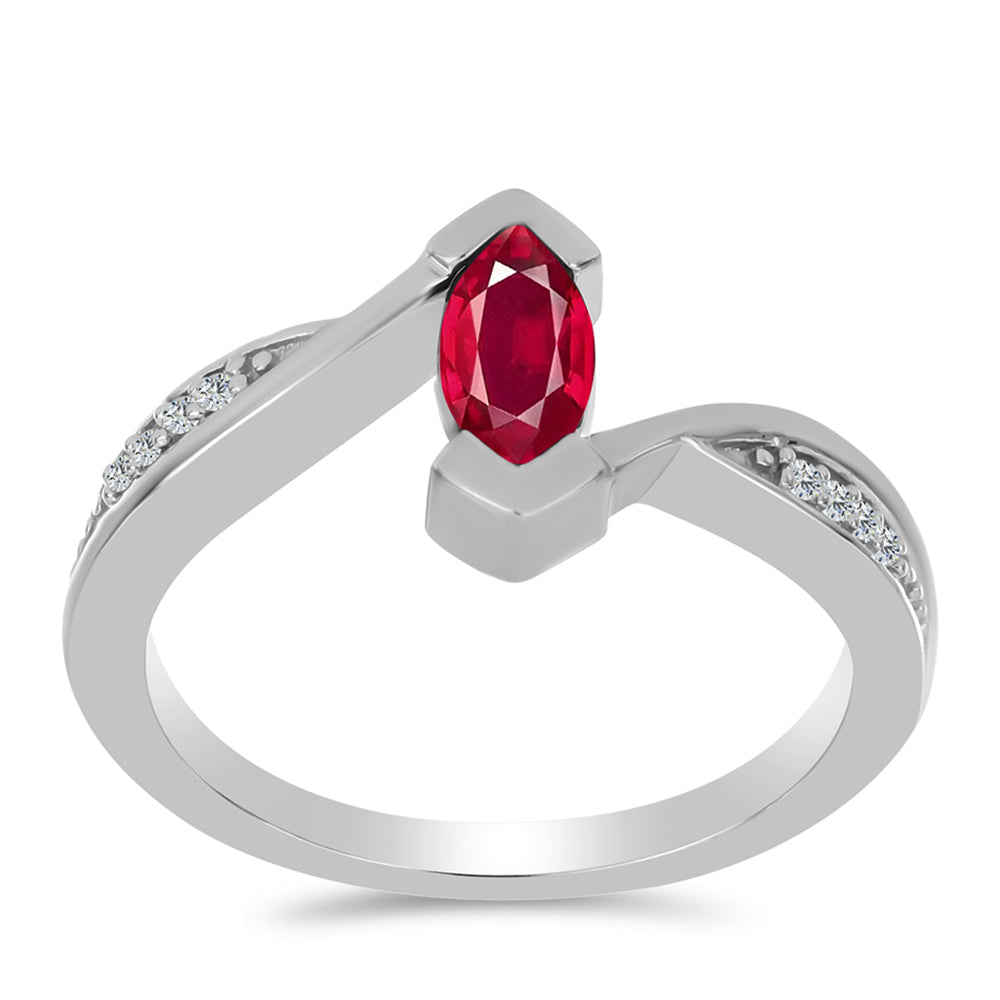 Ezüst Gyűrű Madagaszkári Rubinnal és Fehér Topázzal