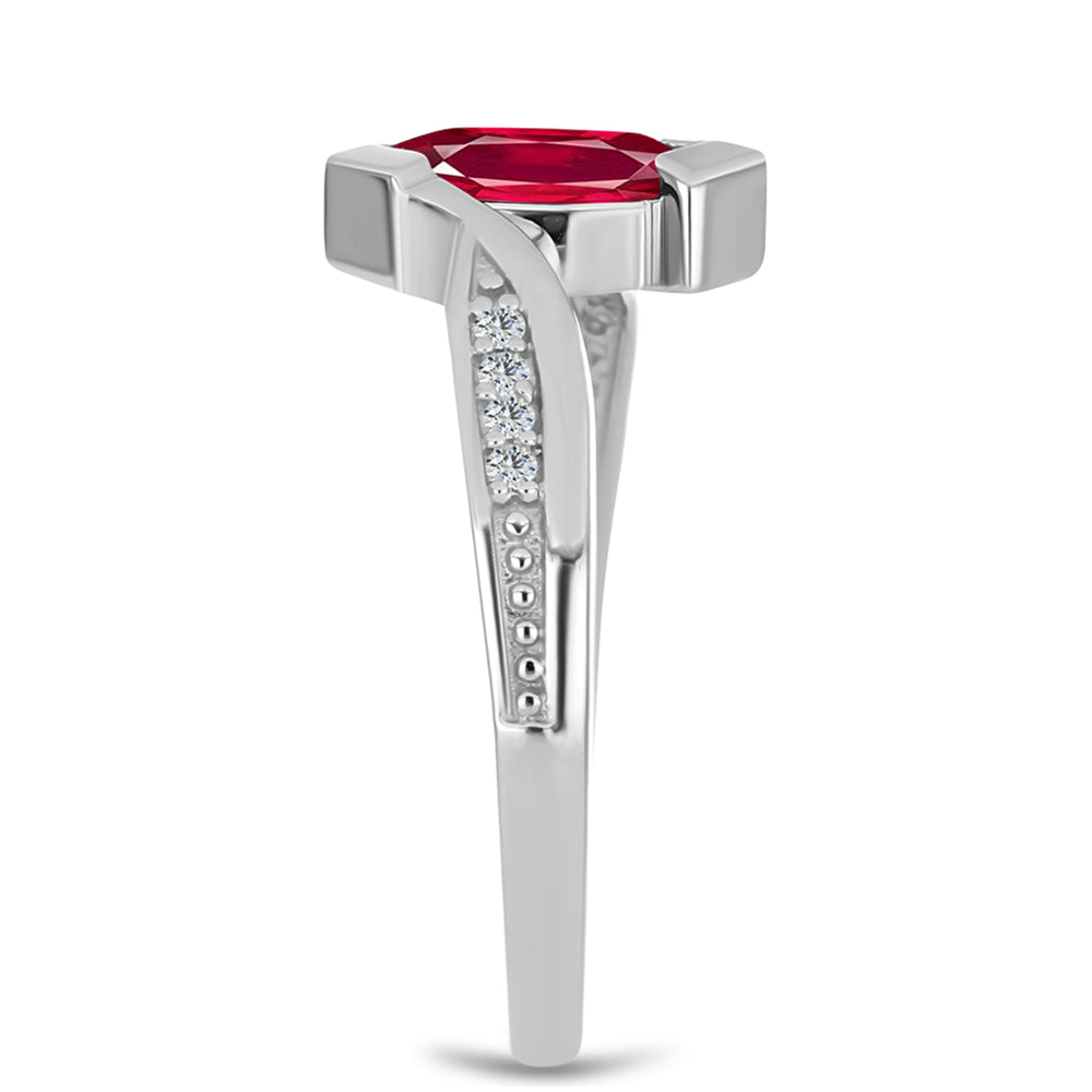 Ezüst Gyűrű Madagaszkári Rubinnal és Fehér Topázzal