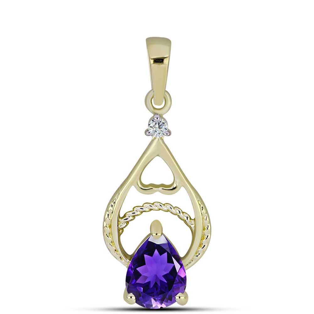 Arannyal Bevont Ezüst Medál Marokkói Ametiszttel és Fehér Topázzal