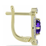 Arannyal Bevont Ezüst Fülbevaló Marokkói Ametiszttel és Fehér Topázzal