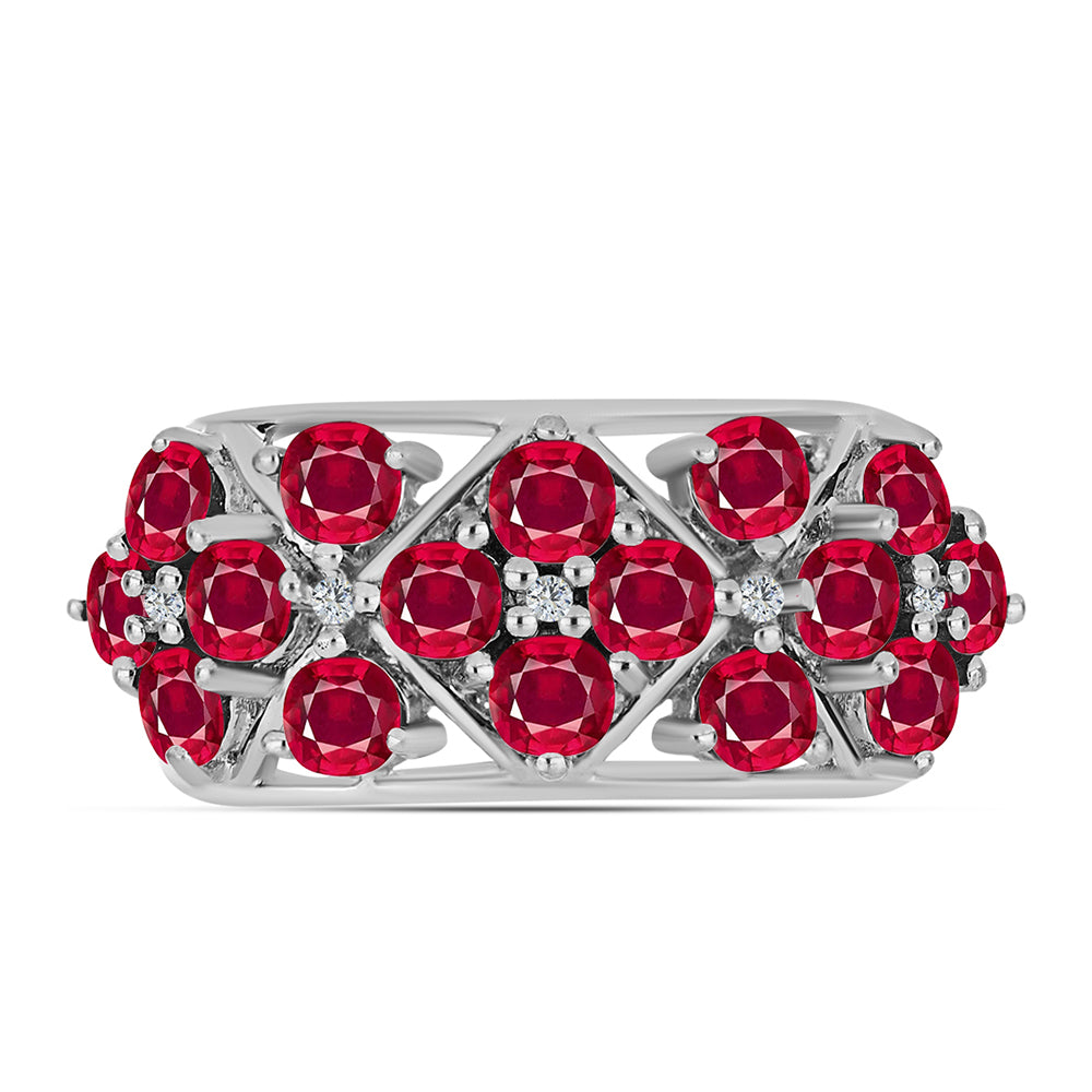 Ezüst Gyűrű Madagaszkári Rubinnal és Fehér Topázzal