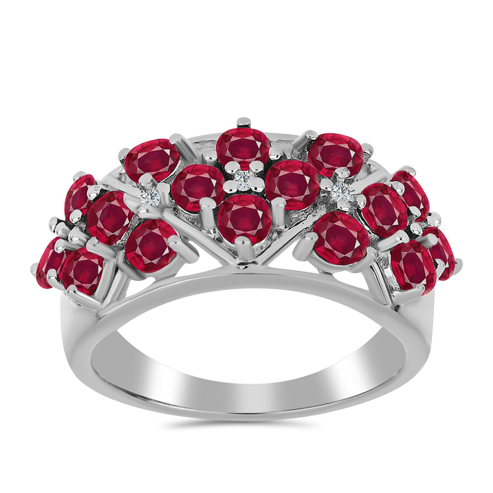 Ezüst Gyűrű Madagaszkári Rubinnal és Fehér Topázzal