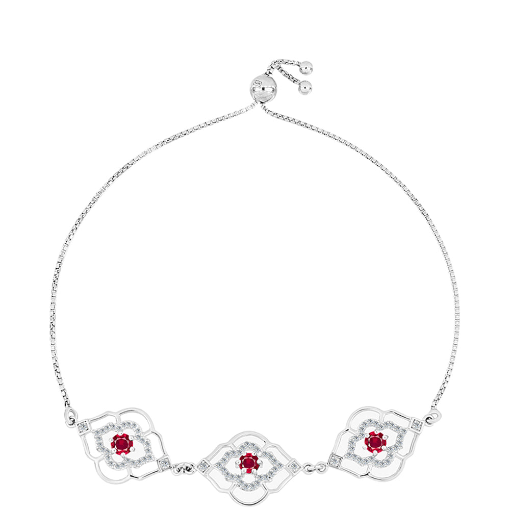 Ezüst Karkötő Madagaszkári Rubinnal és Fehér Topázzal