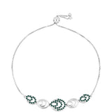 Ezüst Karkötő Zöldes Tengerkék Moissanite-tal