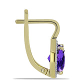 Arannyal Bevont Ezüst Fülbevaló Marokkói Ametiszttel és Fehér Topázzal