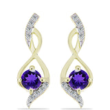 Arannyal Bevont Ezüst Szett Marokkói Ametiszttel és Fehér Topázzal ( Fülbevaló+Medál )
