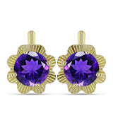 Arannyal Bevont Ezüst Fülbevaló Marokkói Ametiszttel