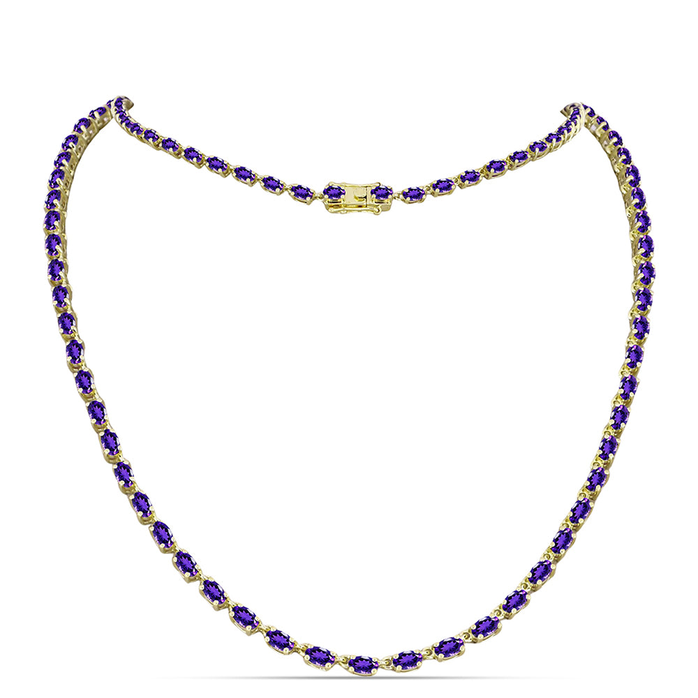 Arannyal Bevont Ezüst Nyaklánc Marokkói Ametiszttel