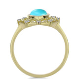 Arannyal Bevont Ezüst Gyűrű Csipkerózsika Türkizzel és Fehér Topázzal