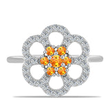 Ezüst Gyűrű Padparadschai Zafírral és Fehér Topázzal