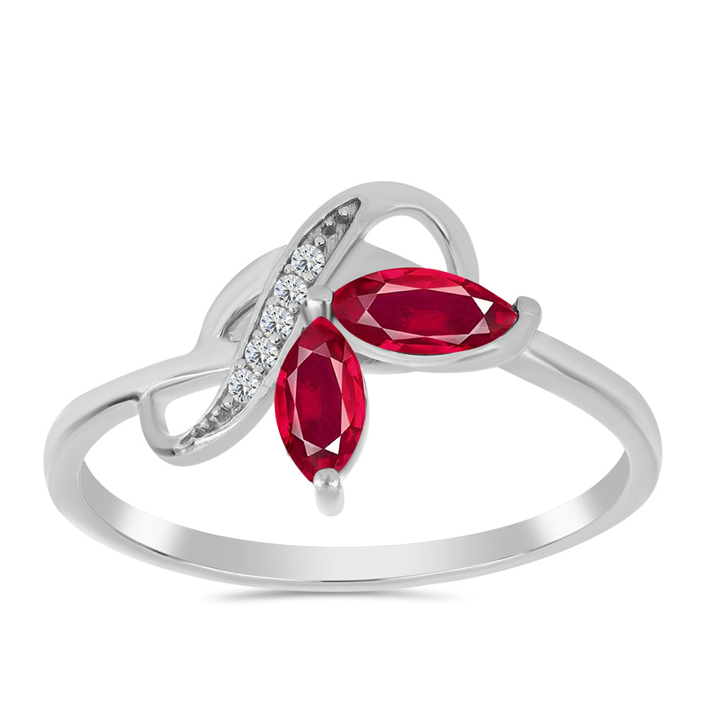 Ezüst Gyűrű Madagaszkári Rubinnal és Fehér Topázzal