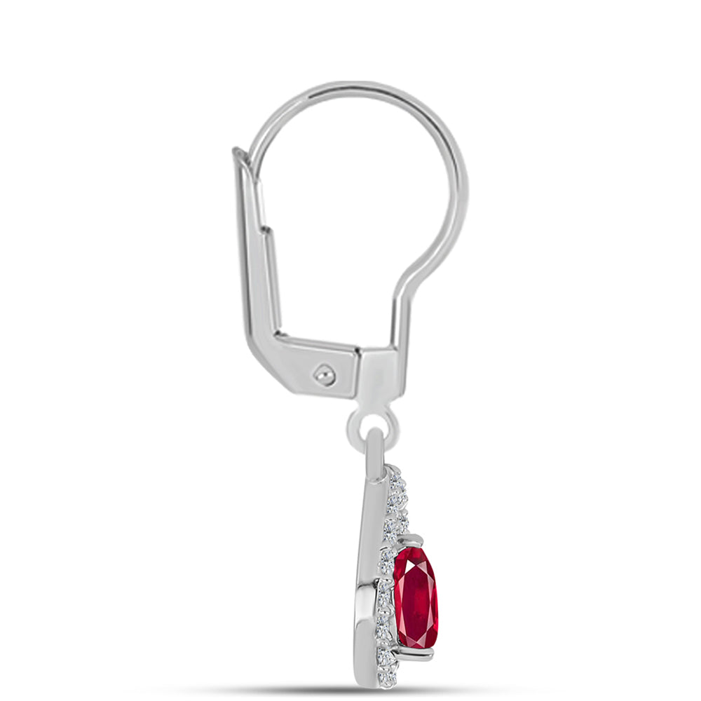 Ezüst Fülbevaló Madagaszkári Rubinnal és Fehér Topázzal
