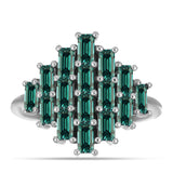 Ezüst Gyűrű Zöldes Tengerkék Moissanite-tal