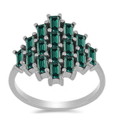 Ezüst Gyűrű Zöldes Tengerkék Moissanite-tal