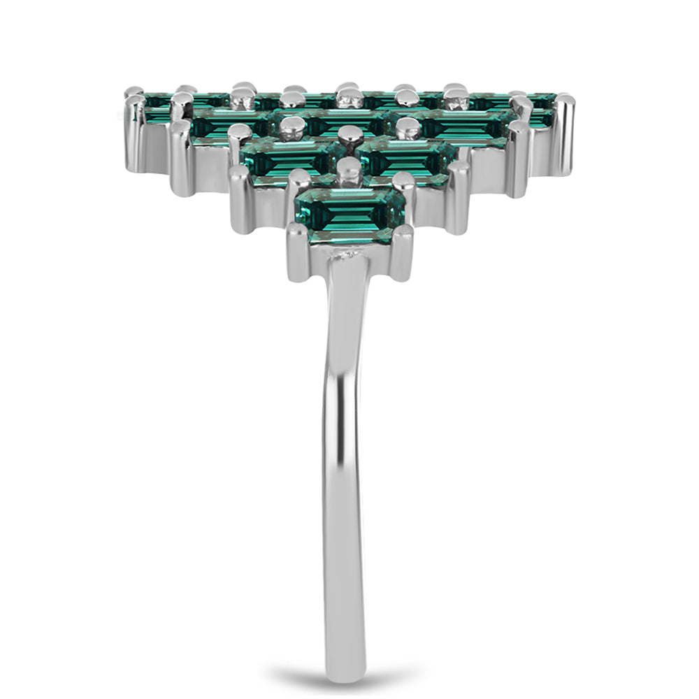 Ezüst Gyűrű Zöldes Tengerkék Moissanite-tal