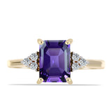 Arannyal Bevont Ezüst Gyűrű Marokkói Ametiszttel és Fehér Topázzal
