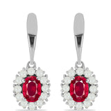 Ezüst Fülbevaló Madagaszkári Rubinnal és Fehér Édesvízi Kagylógyönggyel