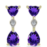 Arannyal Bevont Ezüst Fülbevaló Marokkói Ametiszttel és Fehér Topázzal