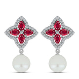 Ezüst Medál Madagaszkári Rubinnal és Fehér Édesvízi Kagylógyönggyel