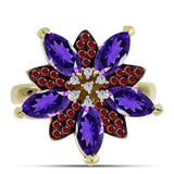 Arannyal Bevont Ezüst Gyűrű Marokkói Ametiszttel és Barton Gránáttal