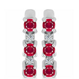 Ezüst Fülbevaló Madagaszkári Rubinnal és Fehér Topázzal