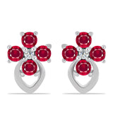 Ezüst Fülbevaló Madagaszkári Rubinnal és Fehér Topázzal