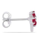 Ezüst Fülbevaló Madagaszkári Rubinnal és Fehér Topázzal