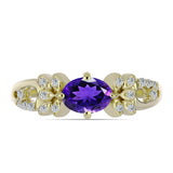 Arannyal Bevont Ezüst Gyűrű Marokkói Ametiszttel és Fehér Topázzal