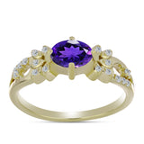 Arannyal Bevont Ezüst Gyűrű Marokkói Ametiszttel és Fehér Topázzal