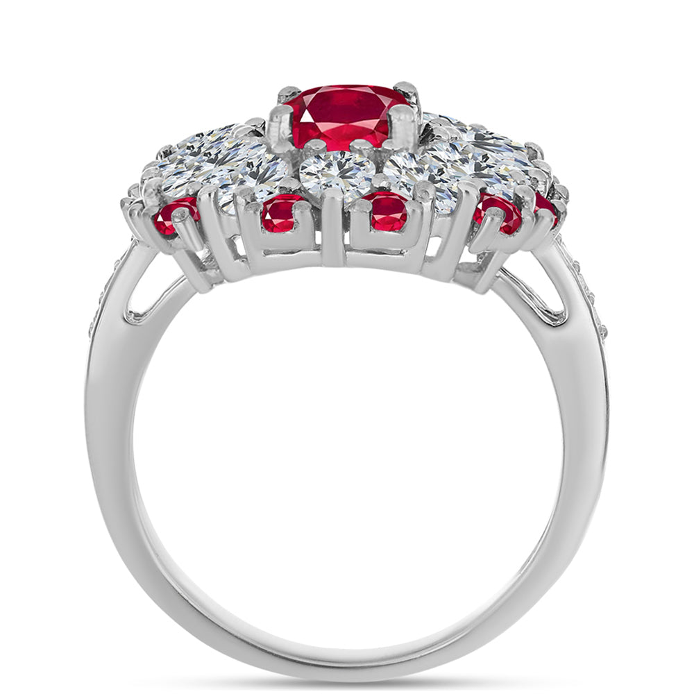 Ezüst Gyűrű Madagaszkári Rubinnal és Fehér Topázzal