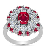Ezüst Gyűrű Madagaszkári Rubinnal és Fehér Topázzal