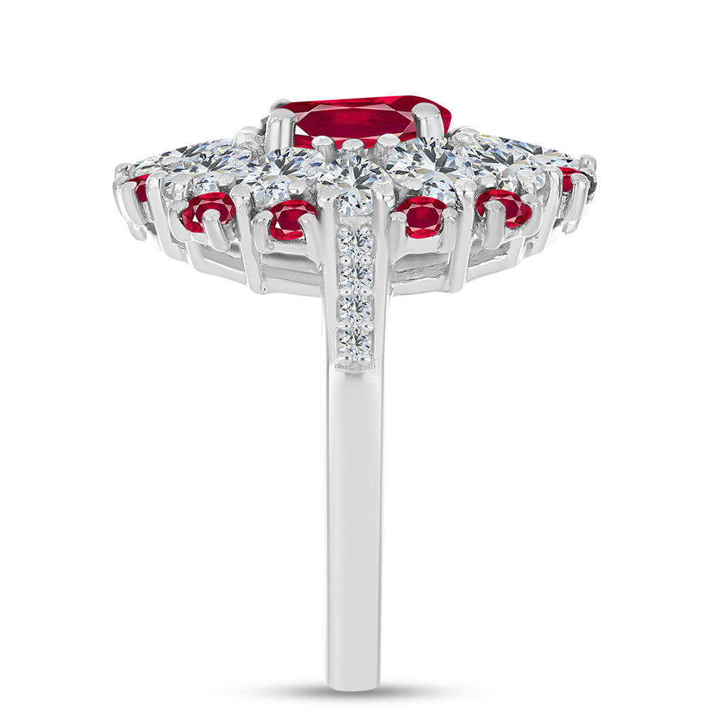 Ezüst Gyűrű Madagaszkári Rubinnal és Fehér Topázzal