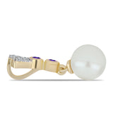 Arannyal Bevont Ezüst Medál Marokkói Ametiszttel és Fehér Édesvízi Kagylógyönggyel