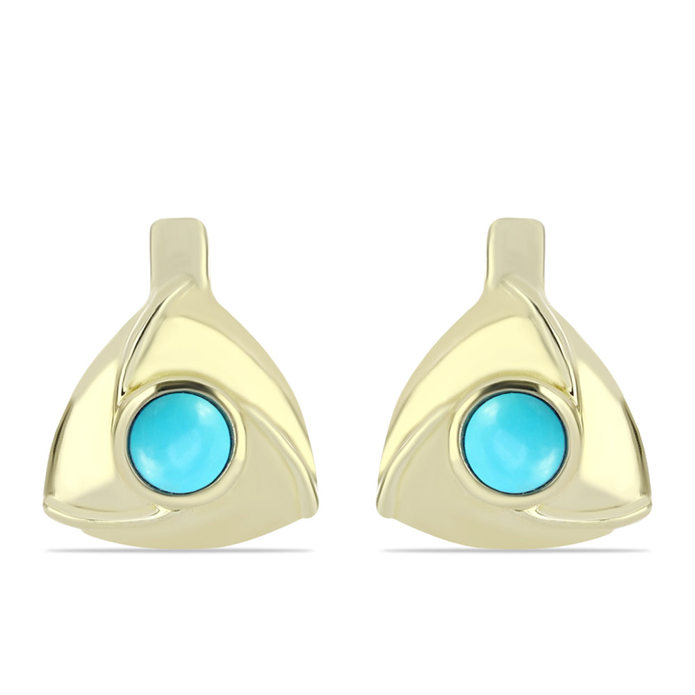 Arannyal Bevont Ezüst Fülbevaló Csipkerózsika Türkizzel