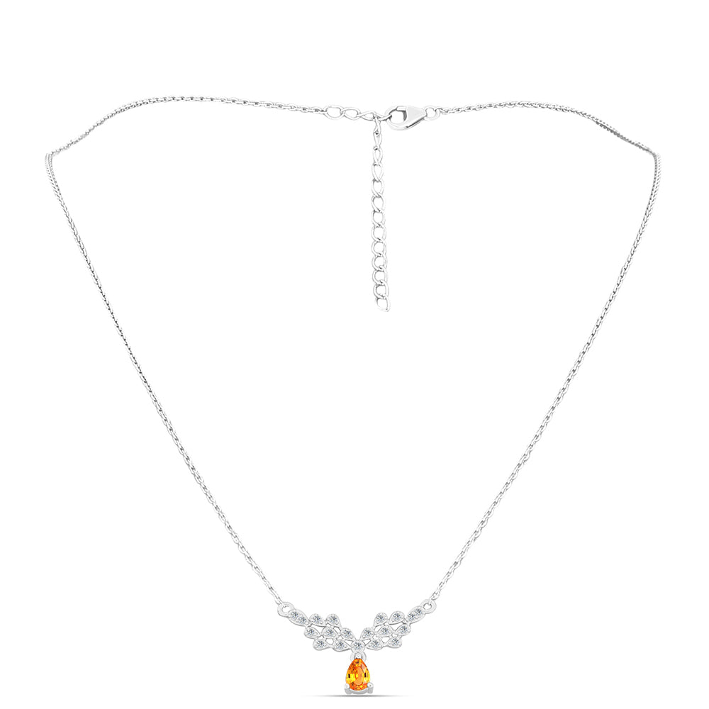 Ezüst Nyaklánc Padparadschai Zafírral és Fehér Topázzal