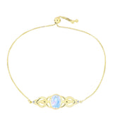 Arannyal Bevont Ezüst Karkötő Szivárvány Holdkővel és Fehér Topázzal