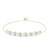 Arannyal Bevont Ezüst Karkötő Szivárvány Holdkővel és Fehér Topázzal