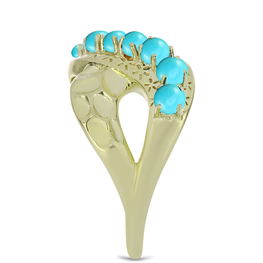 Arannyal Bevont Ezüst Gyűrű Csipkerózsika Türkizzel