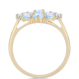 Arannyal Bevont Ezüst Gyűrű Szivárvány Holdkővel és Fehér Topázzal