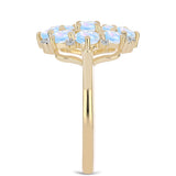 Arannyal Bevont Ezüst Gyűrű Szivárvány Holdkővel és Fehér Topázzal