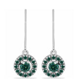 Ezüst Fülbevaló Zöldes Tengerkék Moissanite-tal