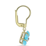 Arannyal Bevont Ezüst Fülbevaló Csipkerózsika Türkizzel és Fehér Topázzal