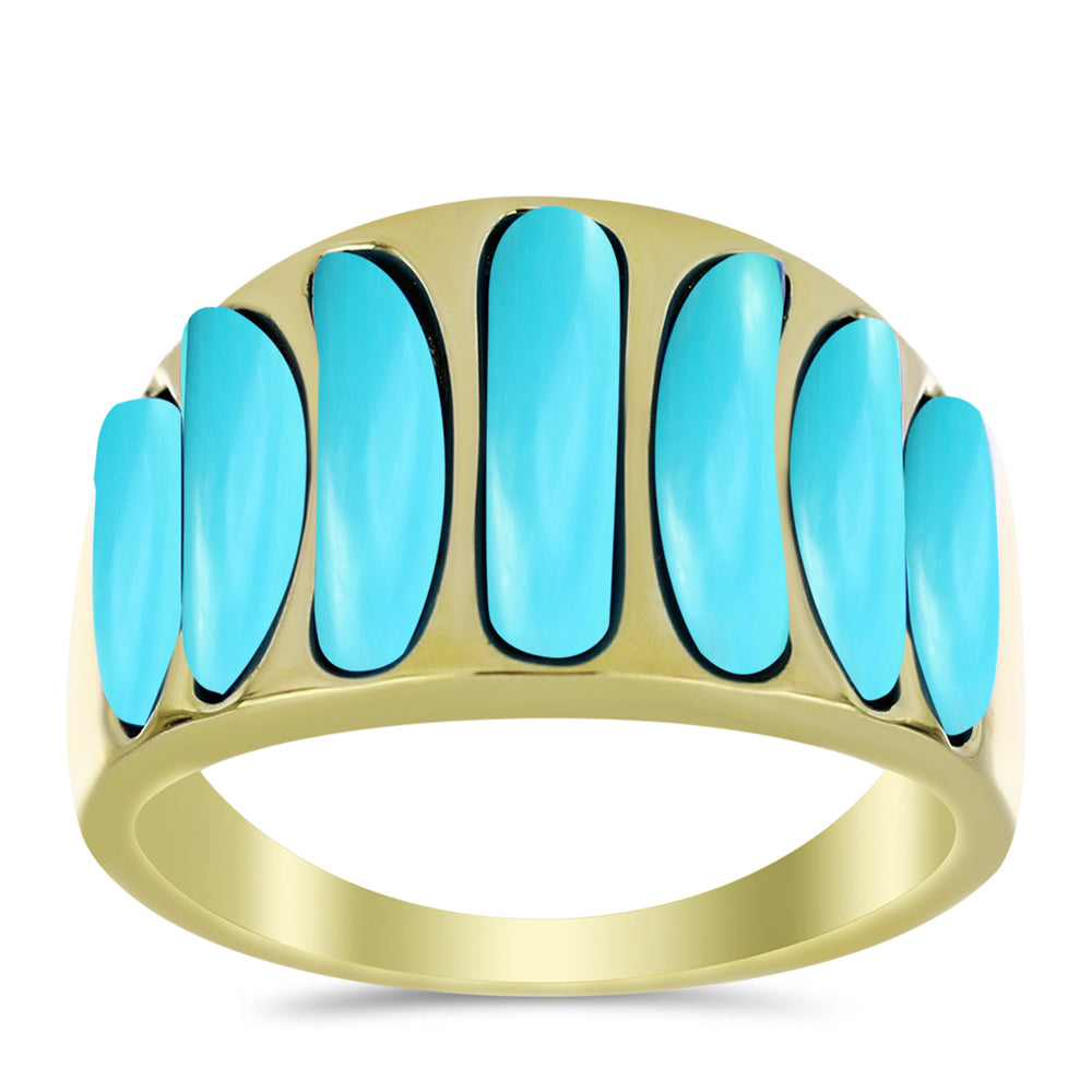 Arannyal Bevont Ezüst Gyűrű Csipkerózsika Türkizzel