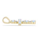 Kereszt Arannyal Bevont Ezüst Medál Szivárvány Holdkővel és Fehér Topázzal